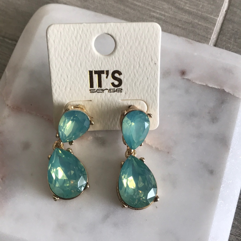 Blue Green Gold Earrings